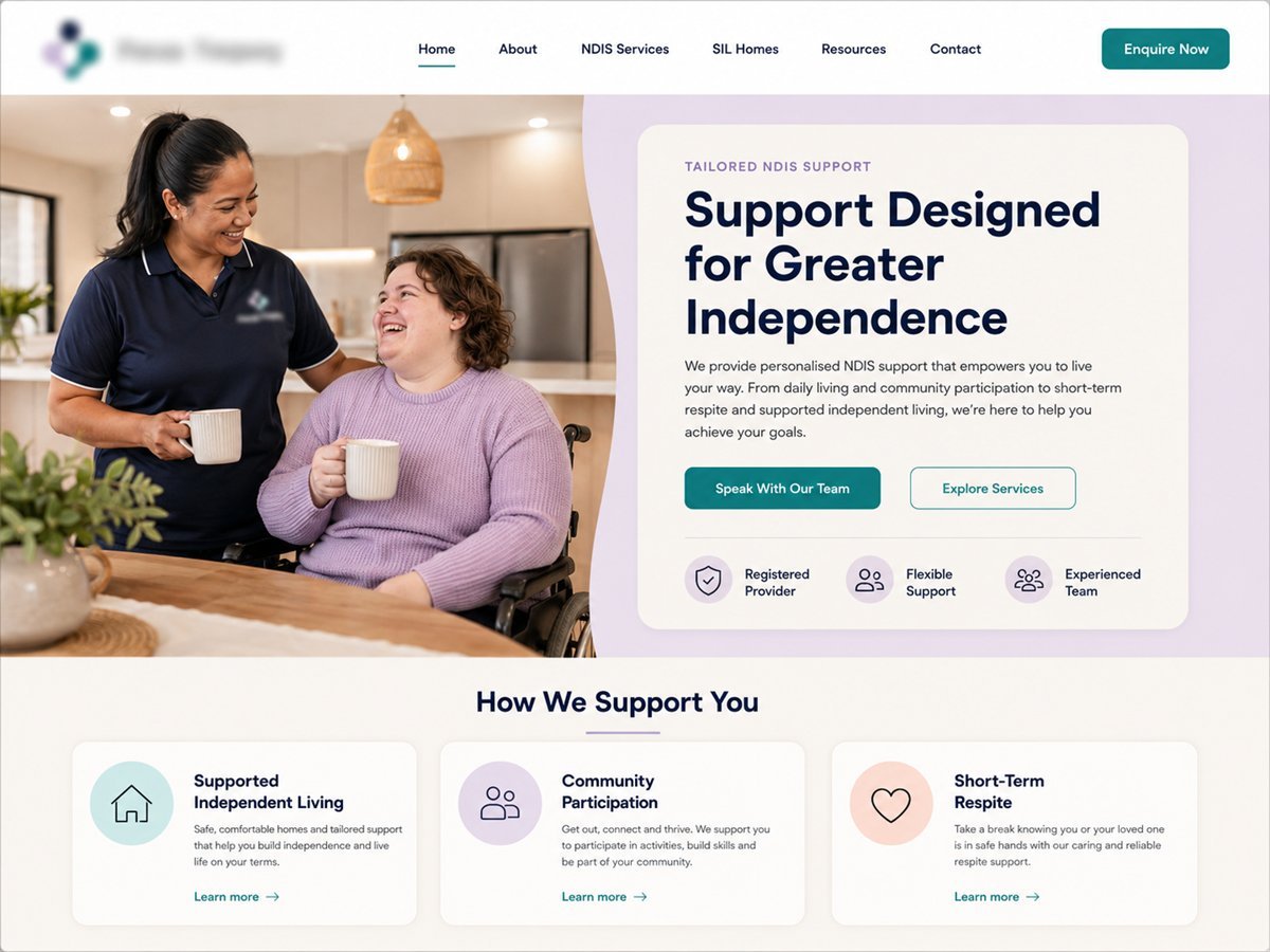 NDIS provider website we designed and ranked on Google